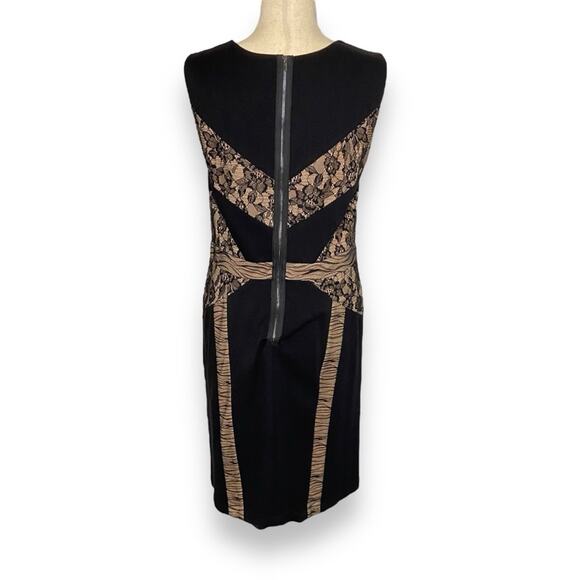 BCBGMAXZARIA Raina Sheath Knee Length Dress In Tan Black Women’s Size Large - Picture 4 of 9